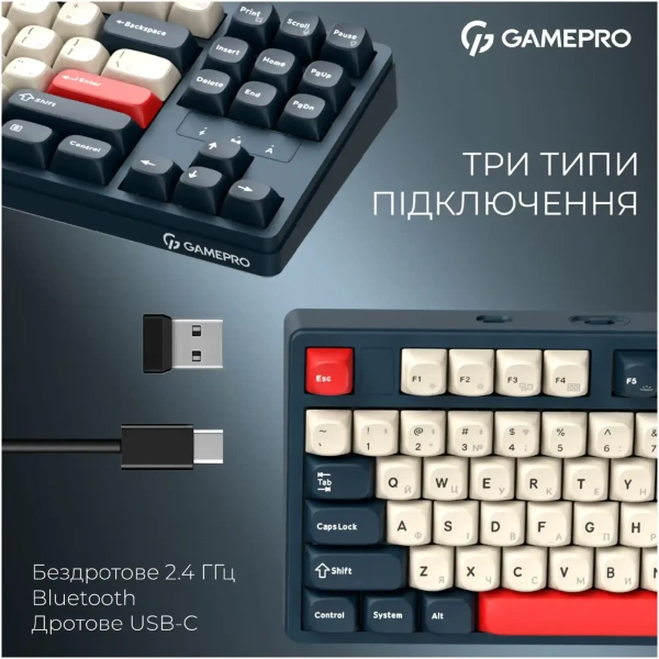 GamePro Asgard Ragnar Keychron Super Red Switch Wireless/Bluetooth/USB-C Blue (MK285BL)