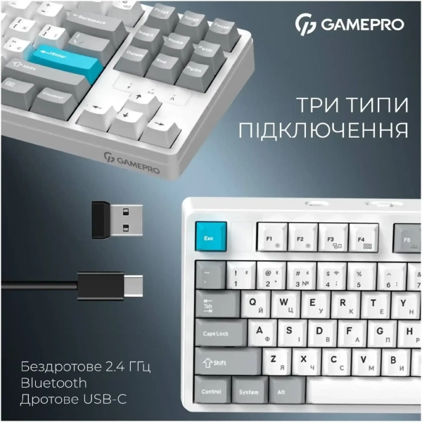 GamePro Asgard Ragnar Keychron Super Red Switch Wireless/Bluetooth/USB-C White (MK285WH)