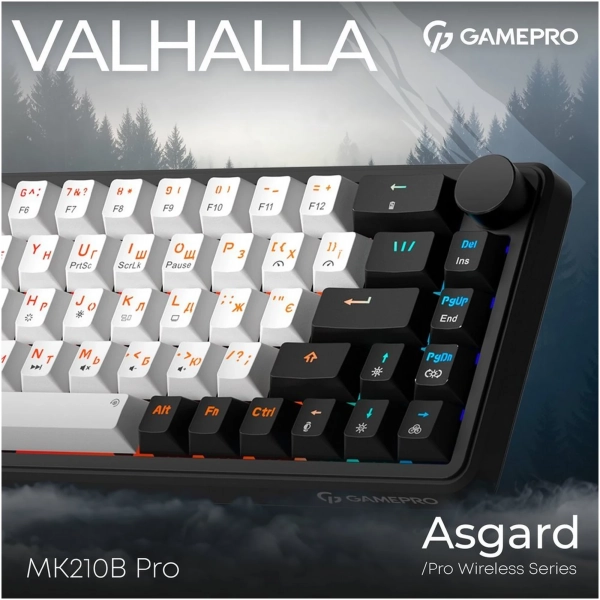 GamePro Asgard Valhalla QLAB Orange Switch RGB Wireless/Bluetooth/USB-C (MK210B Pro) MK210B Pro фото