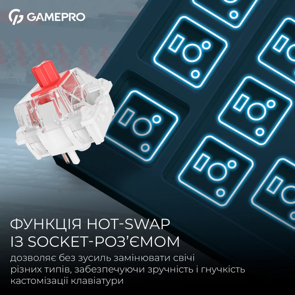 GamePro Asgard Yord Keychron Super Red Switch Wireless/Bluetooth/USB-C Blue (MK266BL)