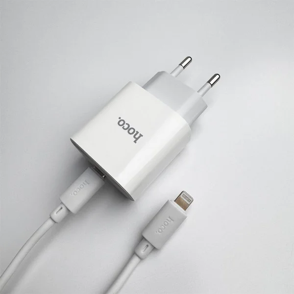 HOCO C76A Pro Majestic single port PD30W charger set (C to iP)(EU) White 6942007616317 фото