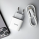 HOCO C76A Pro Majestic single port PD30W charger set (C to iP)(EU) White 6942007616317 фото 8