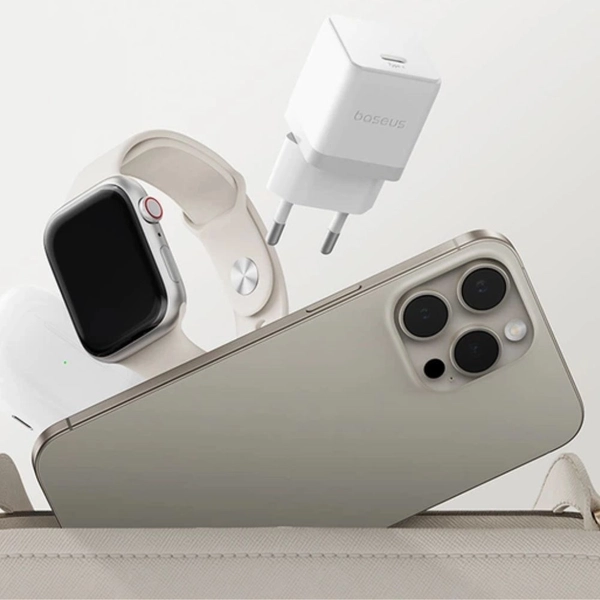 Baseus Palm Fast Charger 1C 20W EU Moon White set USB-C to iP 20W 1m