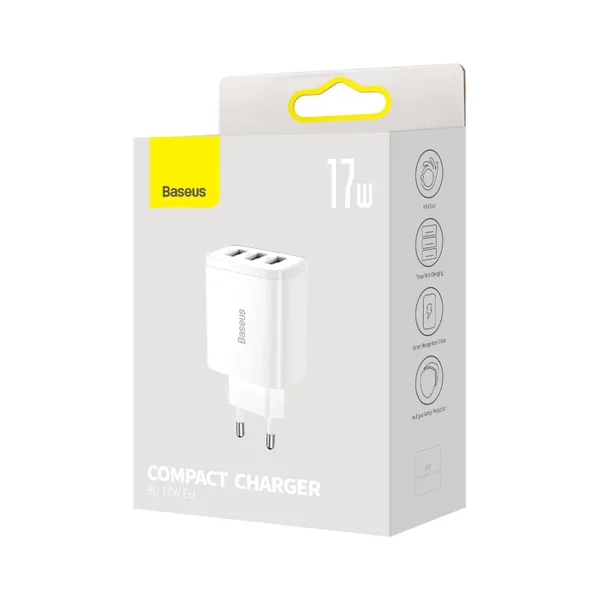 Baseus Compact Charger 3U 17W EU White CCXJ020102 фото