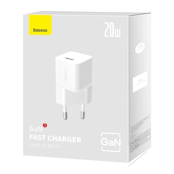Baseus GaN5 Fast Charger(mini) 1C 20W EU White CCGN050102 фото