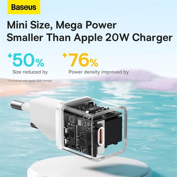 Baseus GaN5 Fast Charger(mini) 1C 20W EU White CCGN050102 фото
