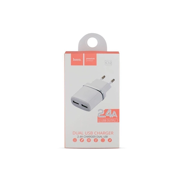 HOCO C12 Smart dual USB charger 12W White