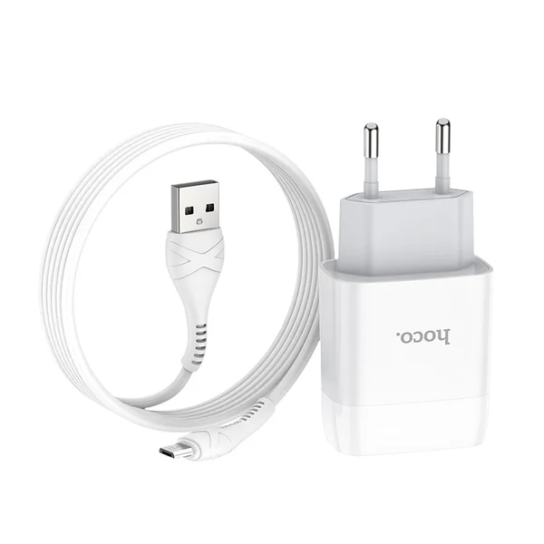 HOCO C73A Glorious dual port charger set(Micro) 12W White 6931474713063 фото