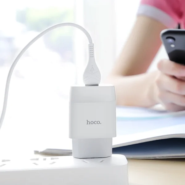 HOCO C73A Glorious dual port charger set (iP)(EU) White 6931474713056 фото