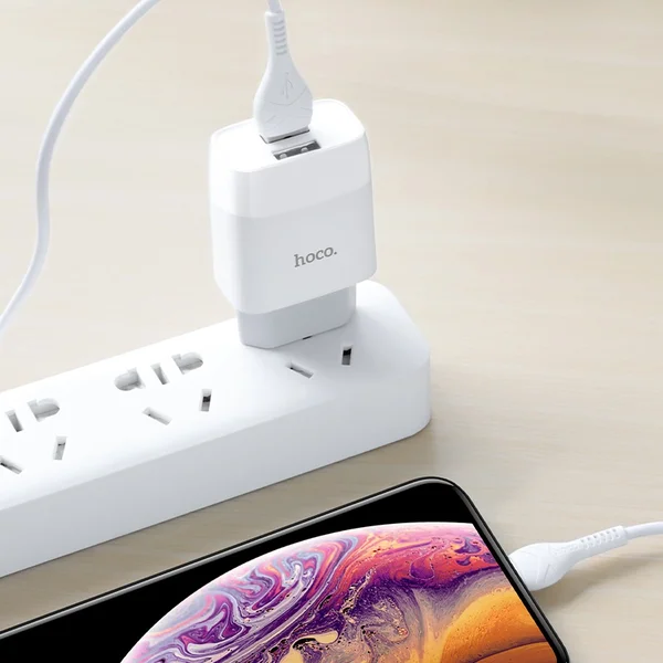 HOCO C73A Glorious dual port charger set (iP)(EU) White 6931474713056 фото