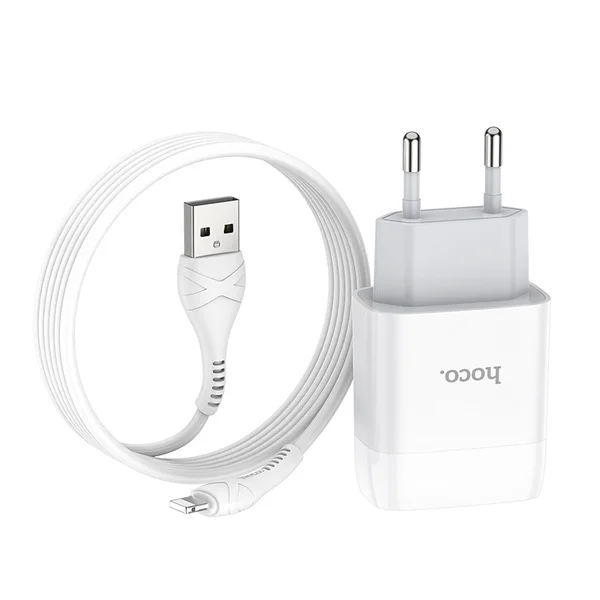 HOCO C73A Glorious dual port charger set (iP)(EU) White 6931474713056 фото