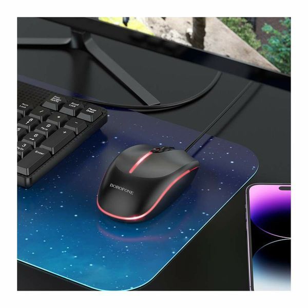 Mouse BOROFONE BG10 Soaring game luminous wired mouse Black