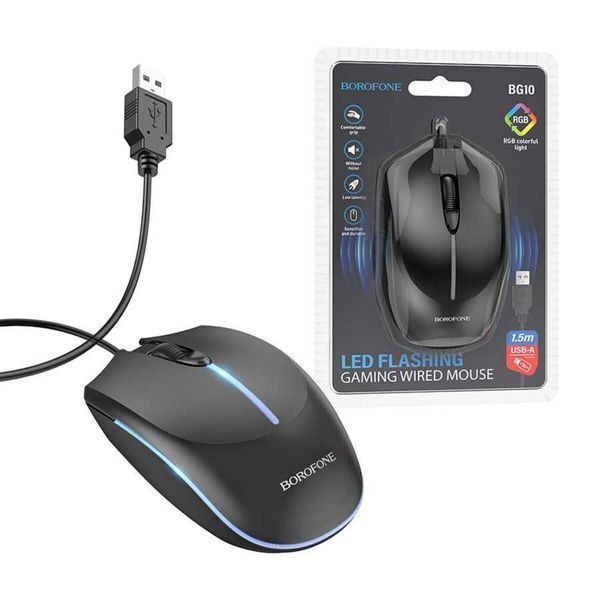 Mouse BOROFONE BG10 Soaring game luminous wired mouse Black