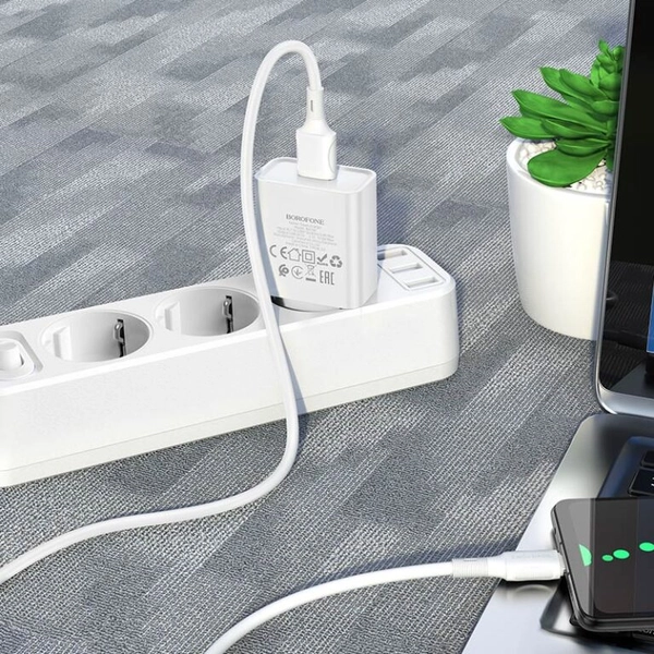 BOROFONE BA74A Aspirer single port charger set(Micro) White